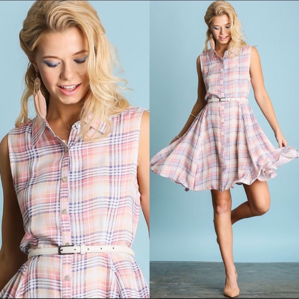 Plaid Print Shirt Swing Dress